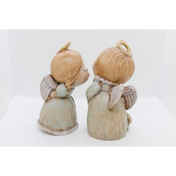 Vintage Handmade Kissing Angels Hand Painted Art Pottery Christmas Holiday RARE - Picture 2 of 11